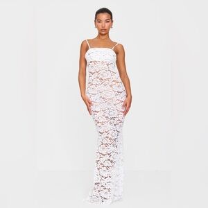 White Lace Spaghetti Strap Dress